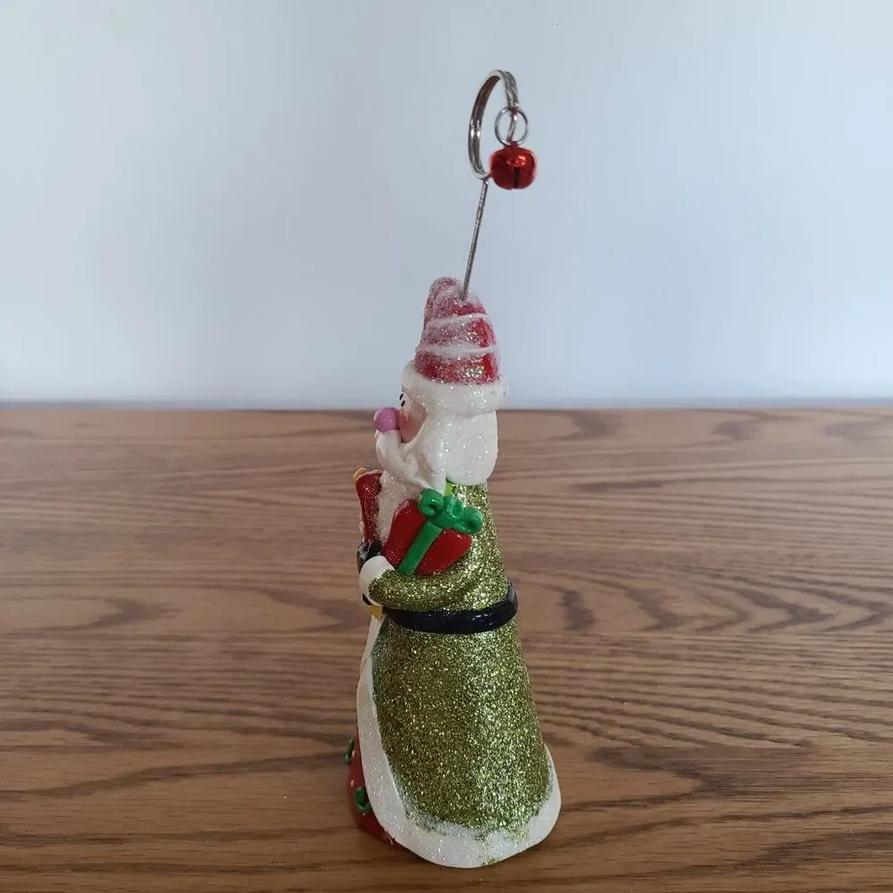 Pier 1 Modeled Polymer Clay Santa Spiral Photo Message Notecard Holder Figurine